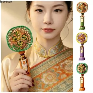 Quạt Mini Cầm Tay LACYESUK, Quạt Điện Di Động Gió Mạnh Retro, Tuổi Thọ Pin Dài 3 Tốc Độ Hoạt Động Yên Tĩnh Quạt Sạc USB Vintage Văn Phòng