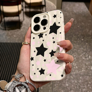Ốp Lưng IPhone 13 15 11 17 16 12 14 ProMax  Họa tiết sao đen hồng toàn nền 7 8Plus XR X XS Max