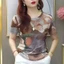 Áo thun ngắn tay cổ tròn in hình dành cho nữ mùa hè, thời trang và giản dị, thon gọn và giảm béo cho nữ