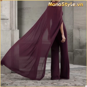 Áo voan MONOSTYLE, Khăn choàng lưới đuôi dài phong cách mỏng, Áo dạ hội chấm bi màu trơn