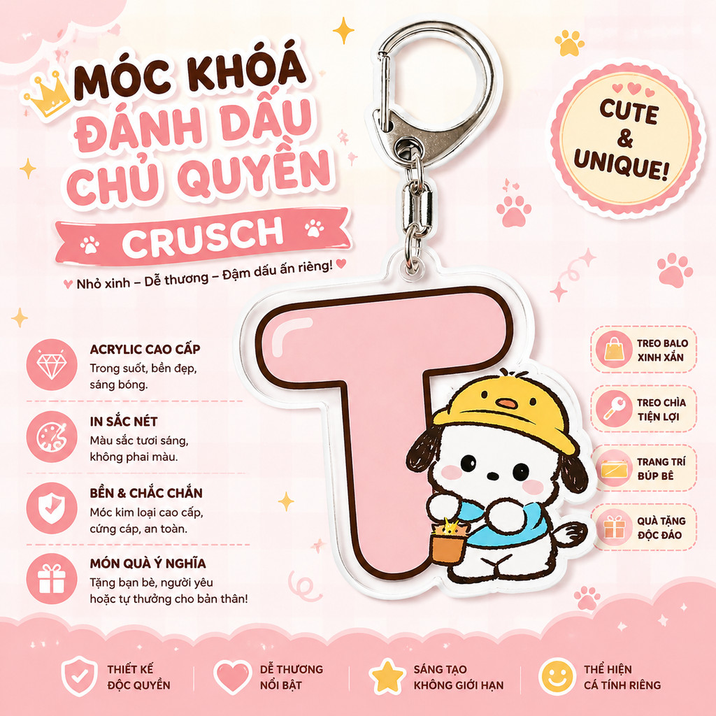 (Quà tặng 8/3) Móc khoá Pochaco đáng yêu màu hồng pastel làm quà tặng (mã 33)