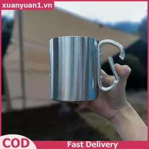 XUAN 220 / 300ml Cắm Trại Du Lịch Thép Không Gỉ Cốc Carabiner Móc Tay Cầm Dã Ngoại Cốc Nước Du Lịch Ngoài Trời Hike Cup VN