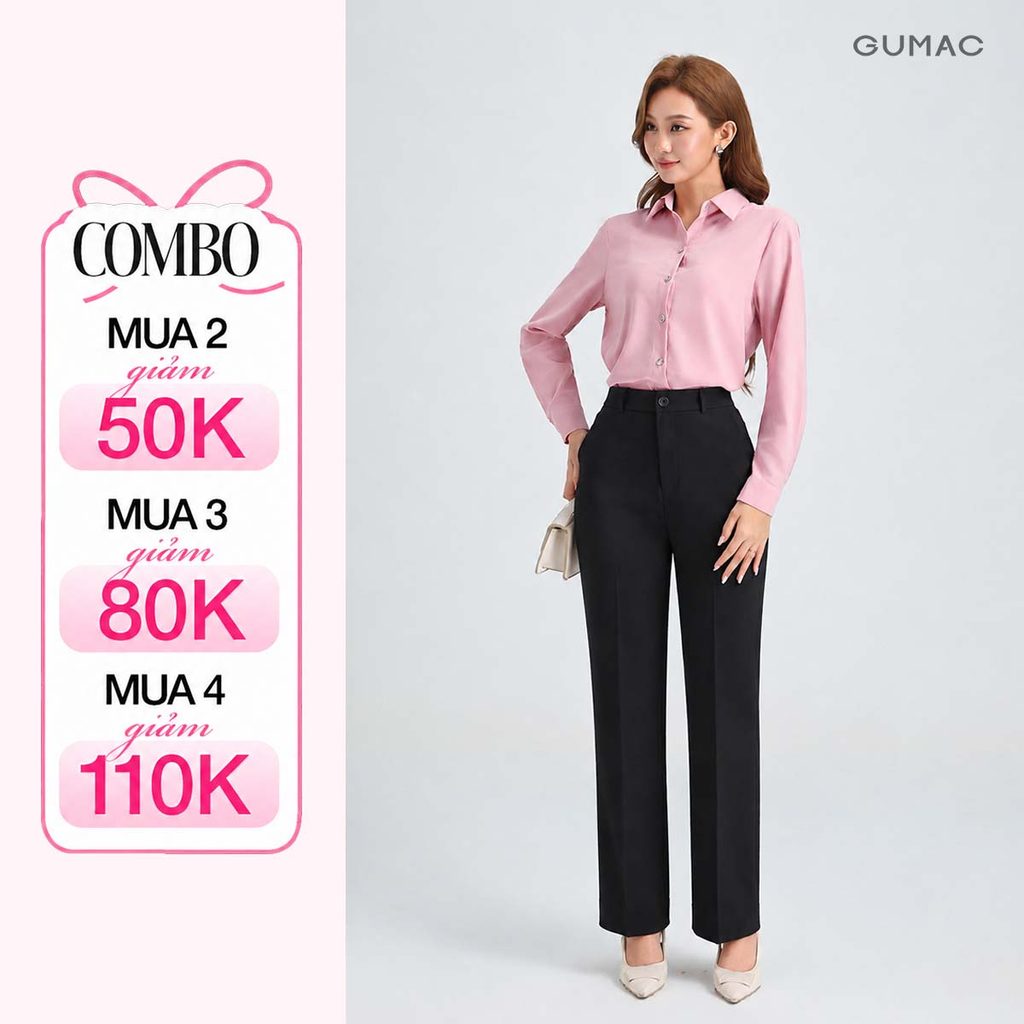 Quần Tây Nữ Ống Suông GUMAC Cơ Bản Túi Xéo Chất Cotton Silk Đứng Form Công Sở LQG05071 - LQG07078