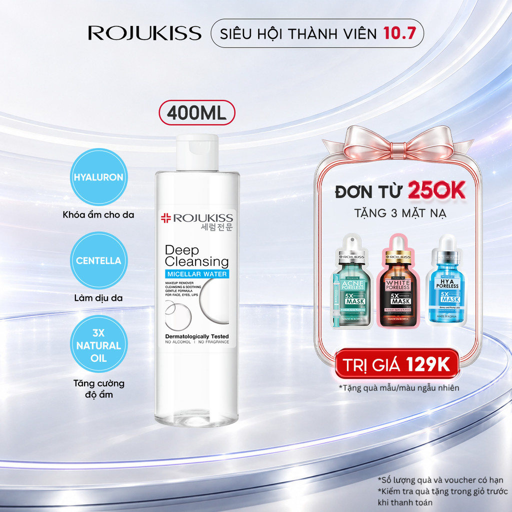 Rojukiss Nước Tẩy Trang Làm Sạch Sâu Deep Cleansing Micellar Water 400ml