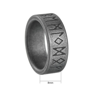Nhẫn Nam Thép Titan Với Khắc Rune Viking – Phong Cách Vintage Bạc Cổ