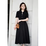 Đầm sơ mi nữ ELLA DORA 4 cúc đồng form ôm dáng dài thanh lịch công sở dễ mặc đi làm đi chơi [D249] — ảnh 4