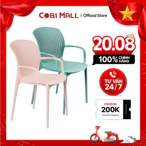Ghế Nhựa Ngoài Trời Cao Cấp Tựa Lưng Hiện Đại Có Lỗ Khí Nhẹ Bền - Cobihome (Xanh/ Hồng)