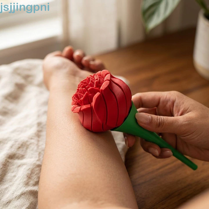 JSJING Xoay được Fidget Rose Trang trí, Hoa nở hoa lãng mạn 3D in hình hoa hồng xoắn, Quà tặng mới lạ cầm tay có thể biến dạng độc đáo Quà tặng trang trí bàn làm việc hoa hồng