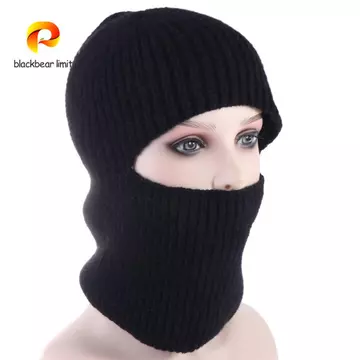 Mũ Balaclava dệt kim ấm áp BLACKBEAR LIMIT, Mũ chống gió đa chức năng Mũ dệt kim 2 in1, Mũ trùm đầu Mũ trượt tuyết toàn mặt Mũ Baotou 2 in1 Mũ len Mũ nữ / nam