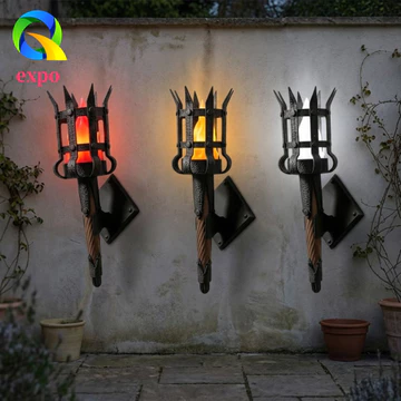 EXPO GIỚI HẠN Đèn treo tường thời trung cổ, Đèn Led chiếu sáng in 3D Đèn pin giả Đèn treo tường, Đèn trang trí cổ điển Đế bàn Đèn pin kép Halloween Đèn pin Halloween Tiệc Halloween