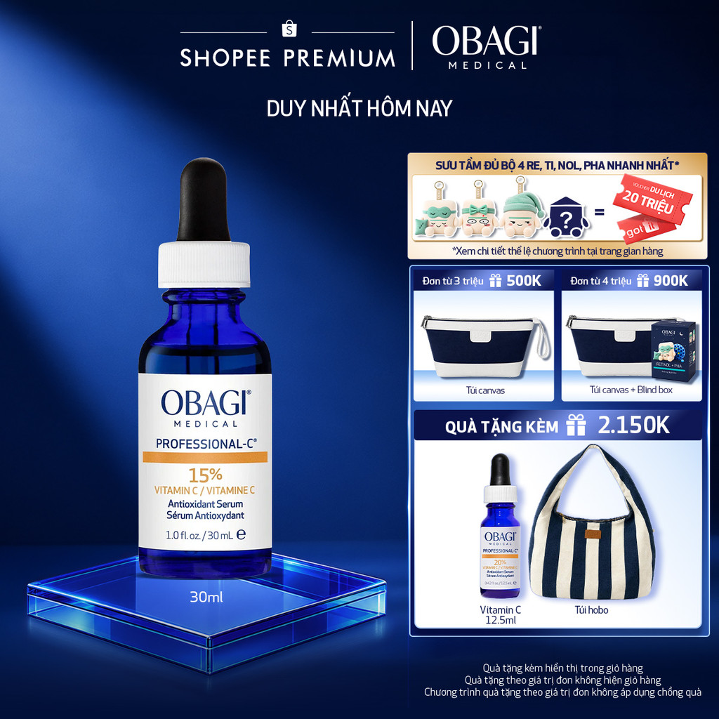 [VOUCHER SVIP 20%] Serum Vitamin C 15% Dưỡng Sáng Da & Chống Oxy Hóa Obagi Professional-C 30ml