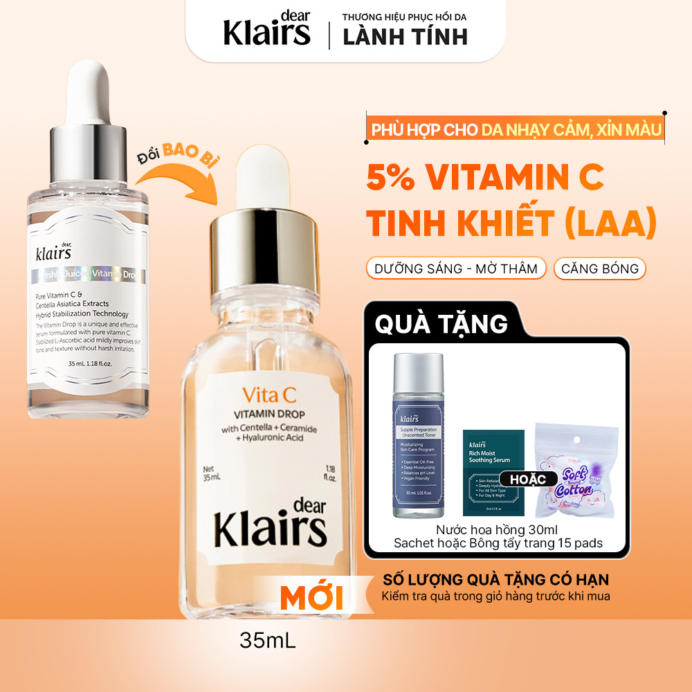 [Bản Mới] Dear Klairs Tinh chất Vitamin Drop hỗ trợ dưỡng sáng và đều màu da 35ml [FS]