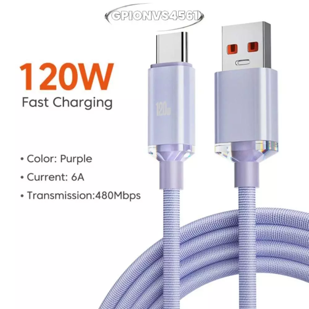 Cáp sạc nhanh GPIONVS4561 120W, Cáp sạc nhanh USB 3.0 25cm / 1m / 1.5m / 2m 6A, Cáp sạc loại C tốc độ cao truyền cho máy tính bảng điện thoại