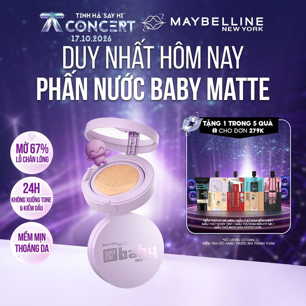 Phấn nước Superstay 24H Baby Matte Cushion Maybelline New York [MỚI]
