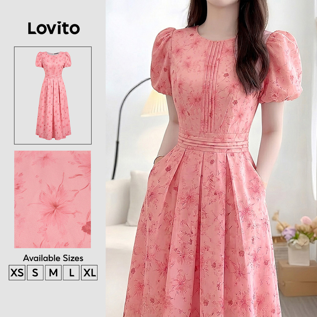 Đầm nữ Lovito xuân hè túi xếp ly Boho L189ED049