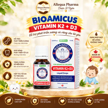 BioAmicus Vitamin D3 K2-MK7 Lọ 10ml - Hỗ Trợ Bé Hấp Thu Canxi, Chắc Xương Và Tăng đề Kháng Cho Bé