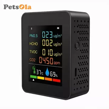 Cảm biến chất lượng không khí Six6-in-1 Đa chức năng PM2.5 Formaldehyde TVOC CO2 Máy đo CO2 Cảm biến CO2 Máy đo chỉ số chất lượng không khí trong nhà
