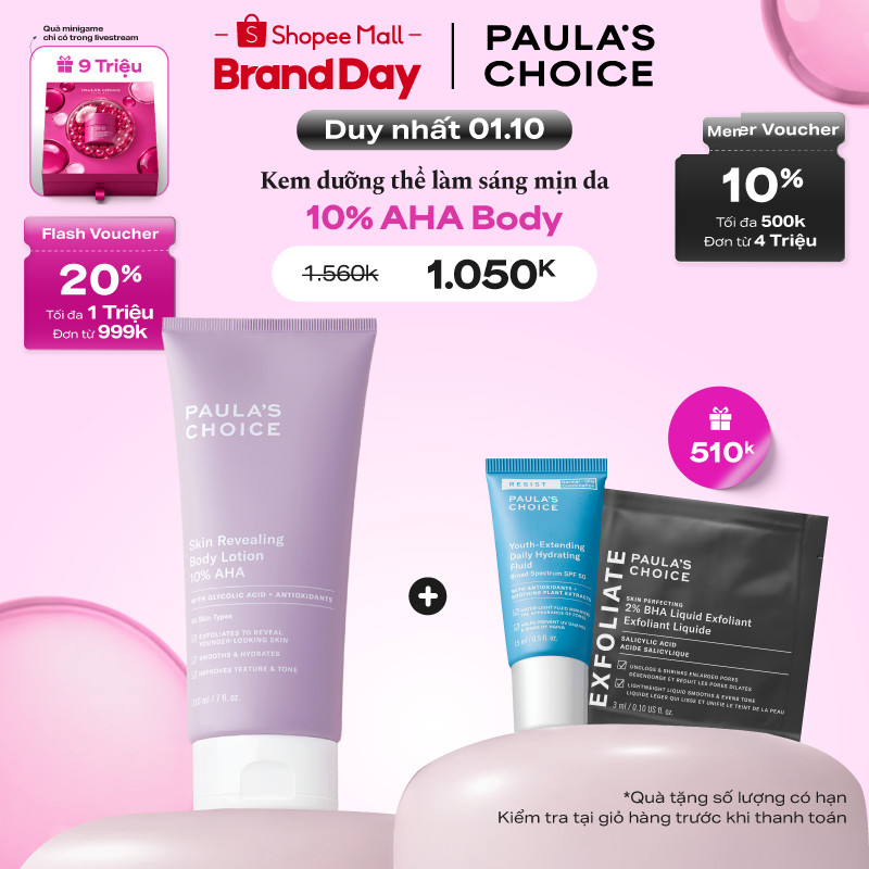 Kem dưỡng thể làm sáng da và làm đều màu da Paula's Choice Skin Revealing Body Lotion 10% AHA 210ml 5900