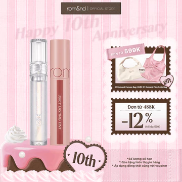 Combo Son Tint Romand Juicy Lasting Tint + Son Bóng Romand Glasting Water Gloss