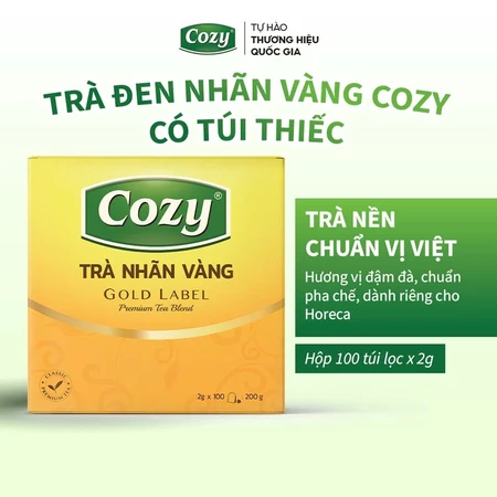 Trà Đen Nhãn Vàng Cozy 100 Túi Lọc Rời Dùng Pha Chế Trà Chanh,Trà Tắc,Trà Chanh Dây Kim Quất,Trà Sữa