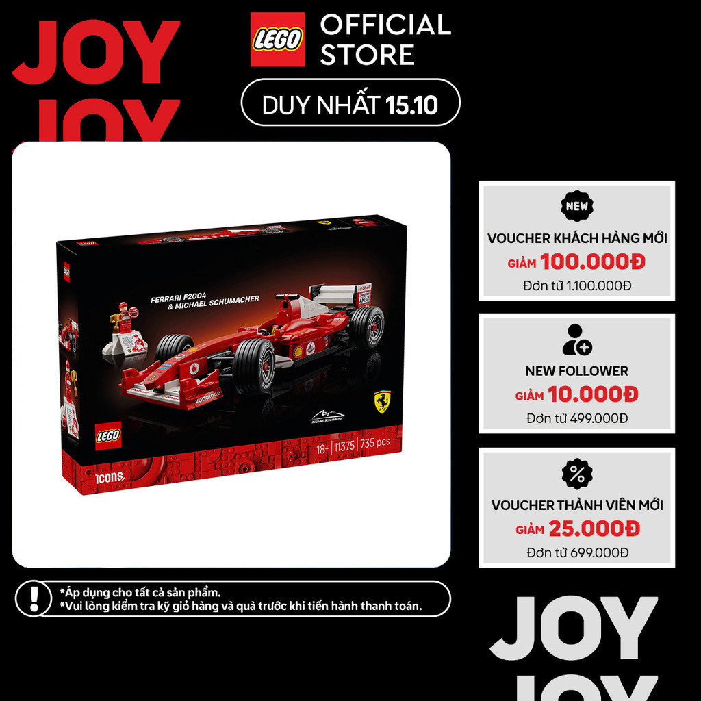 LEGO ICONS 11375 Đồ Chơi Lắp Ráp Xe Đua Ferrari F2004 Và Tay Đua Michael Schumacher (735 Chi Tiết)