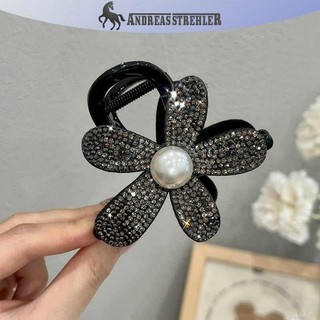 Onetimingfine Thời Trang Sáng Bóng Kim Cương Giả Hoa Vuốt Tóc Kẹp Mũ Thanh Lịch Đen Đuôi Ngựa Kẹp Hairgrips Dành Cho Nữ Phụ Kiện Tóc VN