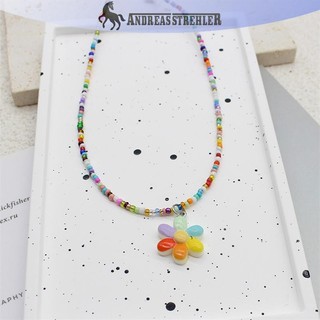 Onetimingfine Mới Bohemia Người Yêu Hàn Quốc Nhiều Màu Sắc Hoa Trái Tim Mặt Dây Chuyền Choker Nhựa Nhiều Màu Gạo Đính Hạt Vòng Cổ Dành Cho Nữ Bé Gái Quà Tặng VN