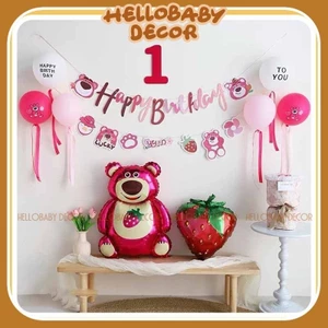 Bóng hình gấu dâu - Gấu Lotso trang trí sinh nhật cho bé - decor nhà cửa - tiệc