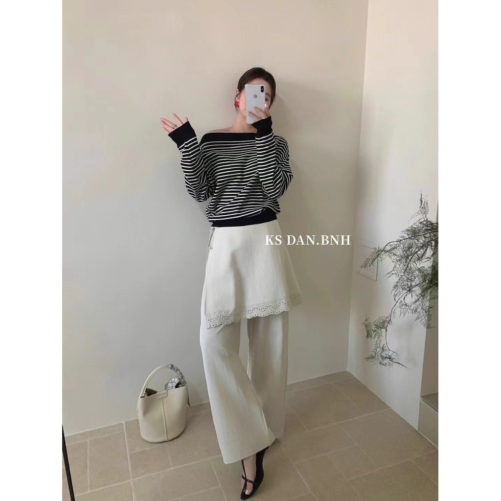 Áo len cổ ôm dáng dài chất liệu áo sơ mi, thiết kế phong cách Hàn Quốc cho thu đông