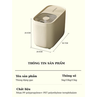 Hộp Bảo Quản Gạo Có Nắp Đậy Kín – Nhựa PP+PET Trong Suốt, Sang Trọng Buna