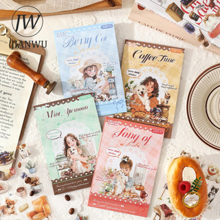 JIANWU Nhiều Màu Sắc Thú Cưng Ghi Series Kawaii Mèo Chó Nhân Vật Phong Cảnh Chất Liệu Cắt Dán PET Nhãn Dán Sáng Tạo Tạp Chí Văn Phòng Phẩm