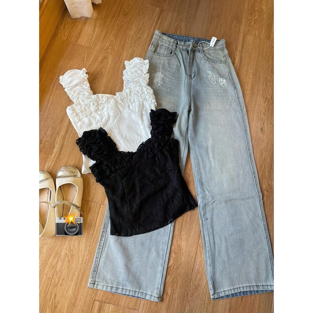 Áo Corset Ren Nữ Dáng Ôm Hai Lớp – Cổ Tim Bèo, Tùy Chọn Trễ Vai Phong Cách Tiểu Thư_A739