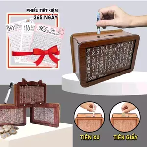 Hộp gỗ tiết kiệm tiền, ống tiết kiệm, két gỗ đựng tiền tiết kiện có thể đựng tiền xu và tiền giấy, nhiều mẫu