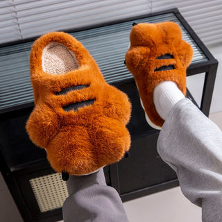 T Tiger Claw Shape Cotton Dép Hoạt Hình Ngoại Vi Nhà Trong Nhà Dày Chống Trơn Trượt Sang Trọng Bông Dép