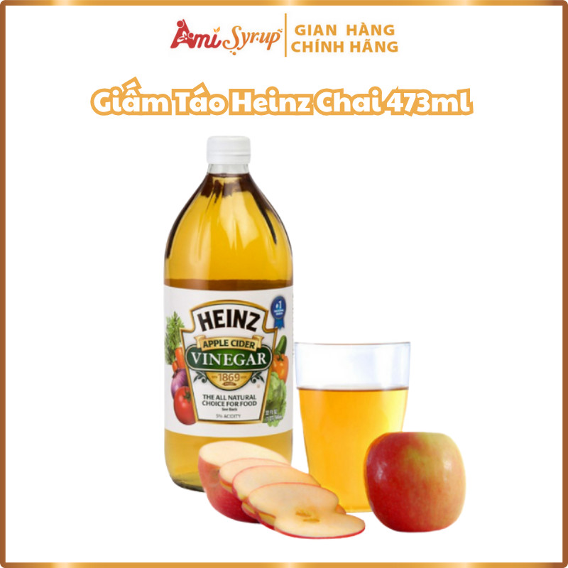 Giấm Táo Heinz Chai 473ml Chai Nhựa Dùng Chế Biến Món Ăn, Thêm Hương Vị Tốt Cho Sức Khỏe