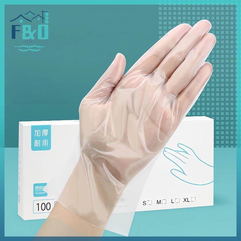 [F & O] 50 / 100 Găng Tay Cao Su Không Chứa TPE Găng Tay Dùng Một Lần Axit Chống Trơn Trượt Trong Suốt An Toàn Làm Việc Găng Tay Vệ Sinh Gia Đình Cấp Thực Phẩm {vn}