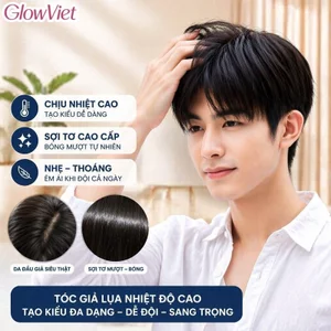Tóc Giả Nam Ngắn Rẽ Ngôi Giữa Hàn Quốc Sợi Chịu Nhiệt Phồng Tự Nhiên Dễ Tạo Kiểu Phù Hợp Mọi Dịp