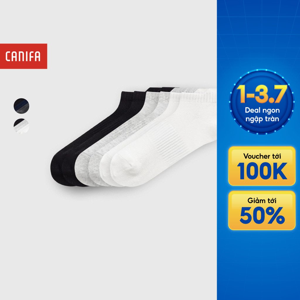 Pack 3 đôi tất nam CANIFA cổ thấp chất liệu dệt thông thoáng 8AX25A005