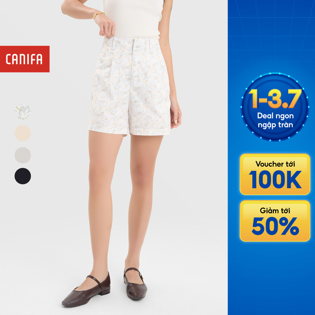 Quần short nữ CANIFA cạp cao ống rộng vừa 6BS25S011