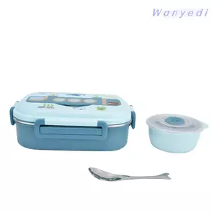 Hộp Cơm Trưa Chống Rò Rỉ WANYEDI, Hộp Cơm Trưa Cách Nhiệt 3 Ngăn Inox 304, Dễ Thương Với Bát Canh Hộp Cơm Trưa Cho Dã Ngoại