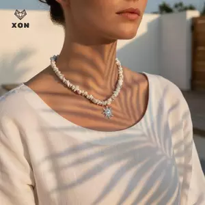 Đá Tự Nhiên Hạt Không Đều Choker Nelace 1 Cái Mặt Dây Chuyền Mặt Trời Bohemian Trang Sức Cho Bãi Biển Hoặc Lễ Hội Nhìn [Mina]