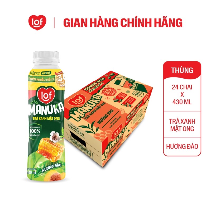 [SHOPEE OA] Trà xanh mật ong LOF Manuka thùng 24 chai x 430ml chọn vị