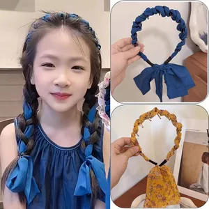 Hàng mới về❤❤❤ Xanh Xếp Ly Đầu Nữ Streamer Nơ Phụ Kiện Tóc Cao Đầu Lâu Mặt Nhỏ Rửa Mặt Băng Đô Đầu Mũ Mùa Hè
