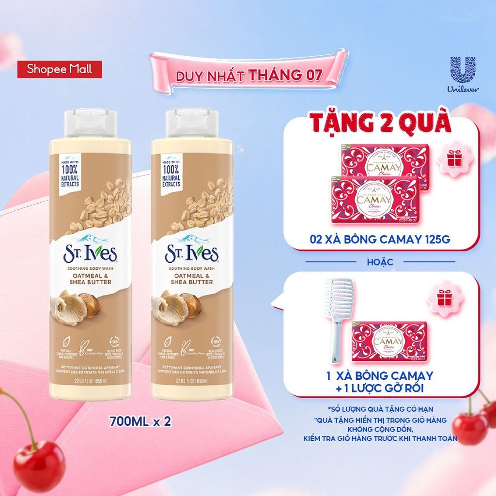 Combo 2 Sữa Tắm St.ives Soothing Body Wash Yến Mạch và Bơ 700ml