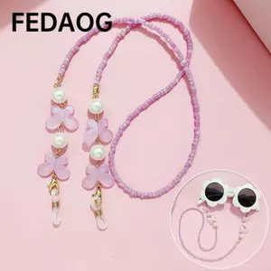 Dây đeo kính râm FEDAOG, Kính đọc sách Dây treo bướm đầy màu sắc, Dây chuyền nối hạt Vòng cổ có thể điều chỉnh Dây đeo tai nghe