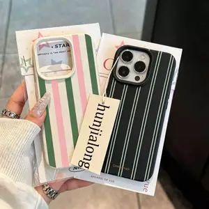 Ốp Lưng INS Sọc Màu Xanh Lá Cây Đơn Giản Cho OPPO A6X A6C A6S Reno 15 14 13 12 Pro 15F 14F 13F A6 PRO 5G A5PRO Ốp Lưng Điện Thoại Họa Tiết Lichee Mềm