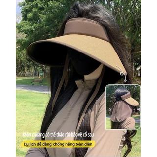 Mũ chống nắng khăn choàng có vành lớn dành cho nữ Mũ chống nắng mùa hè chống tia UV có vành rỗng có thể gấp lại