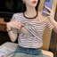 Đi Chơi t Phụ Nữ Mang Thai Confinement Mẹ Áo Sơ Mi Điều Dưỡng Quần Áo Cay Top Sọc Tay Ngắn Sau Sinh Cơ Sở