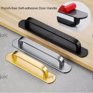 Tay nắm cửa JUIC, Núm cửa tự dính bằng hợp kim nhôm, Tủ tay nắm cửa không đục lỗ đa chức năng