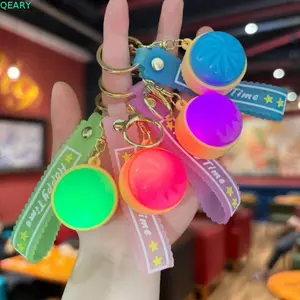 QEARY Nhấp Nháy Baozi Móc Khóa, Cao Su Mềm Phát Sáng Hấp Bun Móc Khóa, Đồ Chơi Fidget Kích Thước Mini Squishy 3D Bóp Đồ Chơi Nhân Viên Văn Phòng